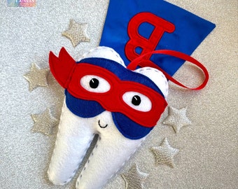 Personalized  Superhero Tooth Fairy Pillow , Monogram Cape ~ boys girls