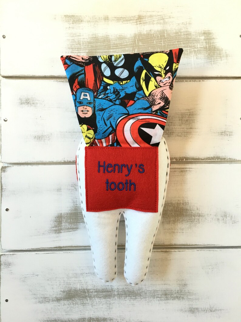 Personalized Boys Superhero Tooth Fairy Pillow , choose your design image 2