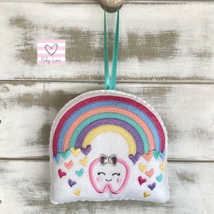 Personalized, Rainbow Tooth Fairy Pillow Keepsake, great gift idea