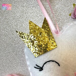 Personalized Girls Pink Tutu Love Tooth Fairy Pillow with Glitter Crown or Bow and Money Pocket. Baby Shower Gift image 3