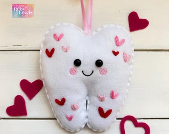 New! Personalized Tooth Fairy Pillow with Love Hearts ~ Great Gift Idea girl or boy