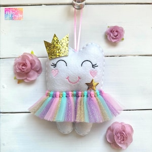 Personalized Tooth Fairy Pillow with New HEART Cheeks, Tutu and Magic Wand. Great Gift Idea girl or boy
