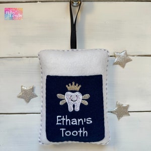 NEW! Simple Personalized boys and Girls Front Pocket Tooth Fairy Pillow, choose your colour