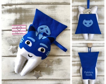 Personalized  Tooth Fairy Pillow, Superhero with optional Character Cape, great gift idea!