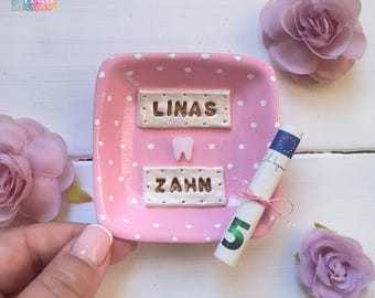 Personalized GERMAN Tooth Fairy Dish, Box, Holder, Choice of colours