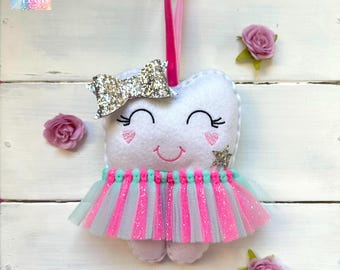 NEW Limited Edition Personalized Tooth Fairy Pillow, Tutu, Wand, Glitter Crown or Bow. Great Gift Idea girl or boy