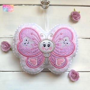 READY TO SHIP Butterfly Tooth Fairy Pillow, with tooth and hearts, great gift idea girl or boy ~ 2 versions