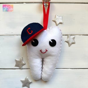 Personalized Boys Tooth Fairy Pillow, with monogrammed baseball cap and money pocket, ideal gift boy or girl