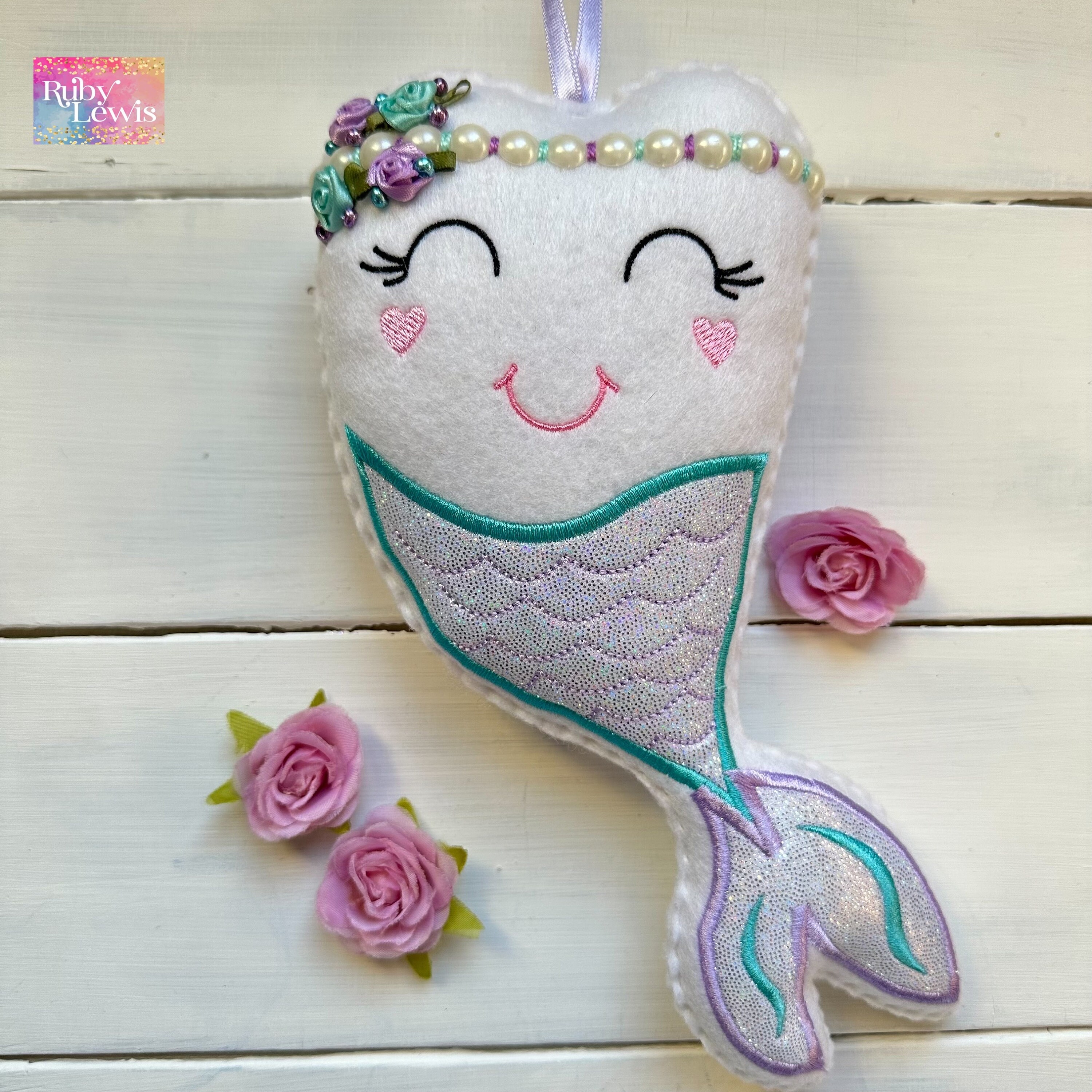 Personalized Mermaid Tooth Fairy Pillow with Metallic Tail - Girls - Boys