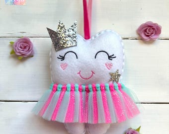NEW Limited Edition Personalized Tooth Fairy Pillow, Tutu, Wand, Glitter Crown or Bow. Great Gift Idea girl or boy