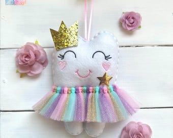 Personalized Tooth Fairy Pillow with tutu and new HEART Cheeks - girls tooth - boys tooth