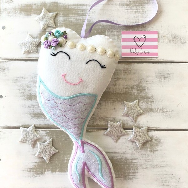 Personalized Mermaid Tooth Fairy Pillow with Metallic Tail - Girls - Boys