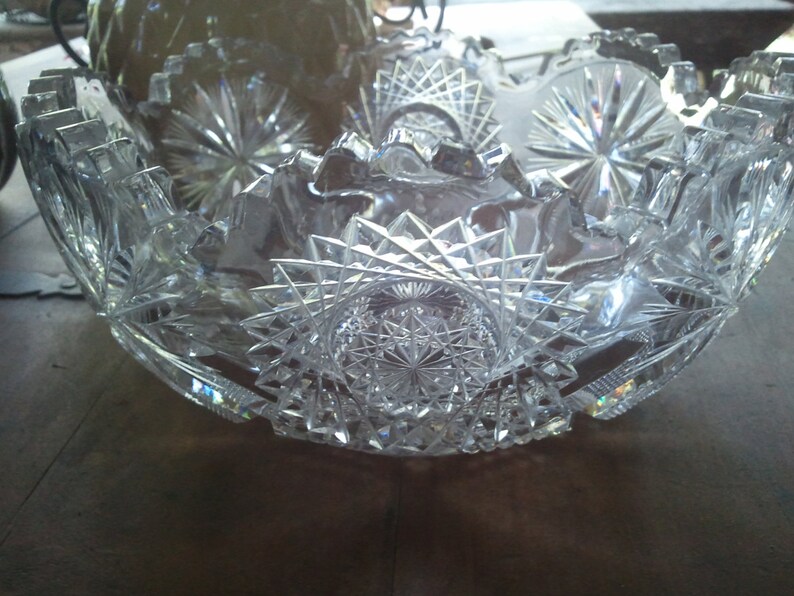 - American Brilliant Period Lead Crystal Bowl 8 14