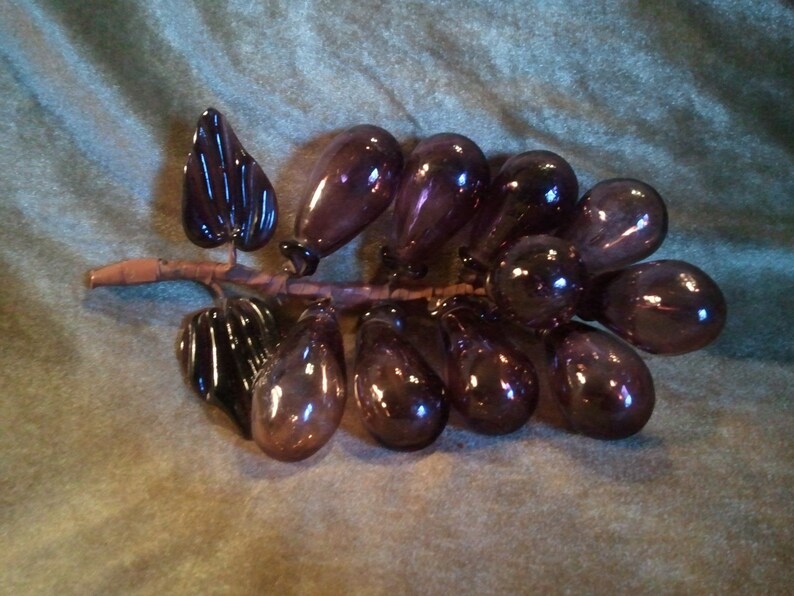 Vintage Purple Handblown Glass Grape Cluster