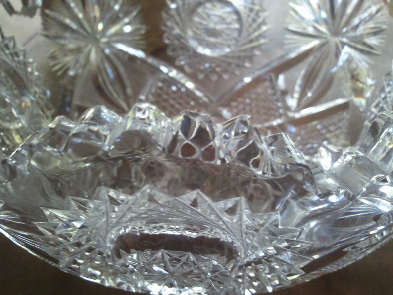 - American Brilliant Period Lead Crystal Bowl 8 14