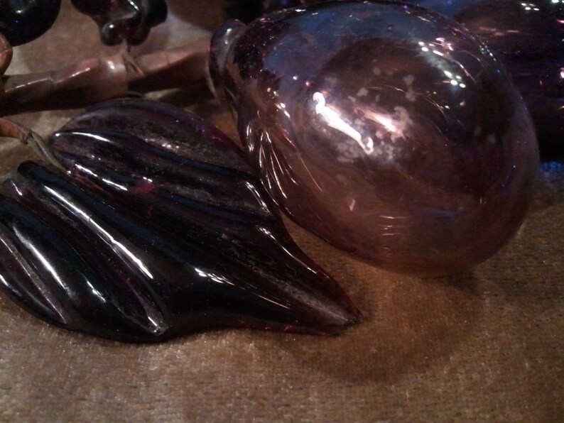 Vintage Purple Handblown Glass Grape Cluster