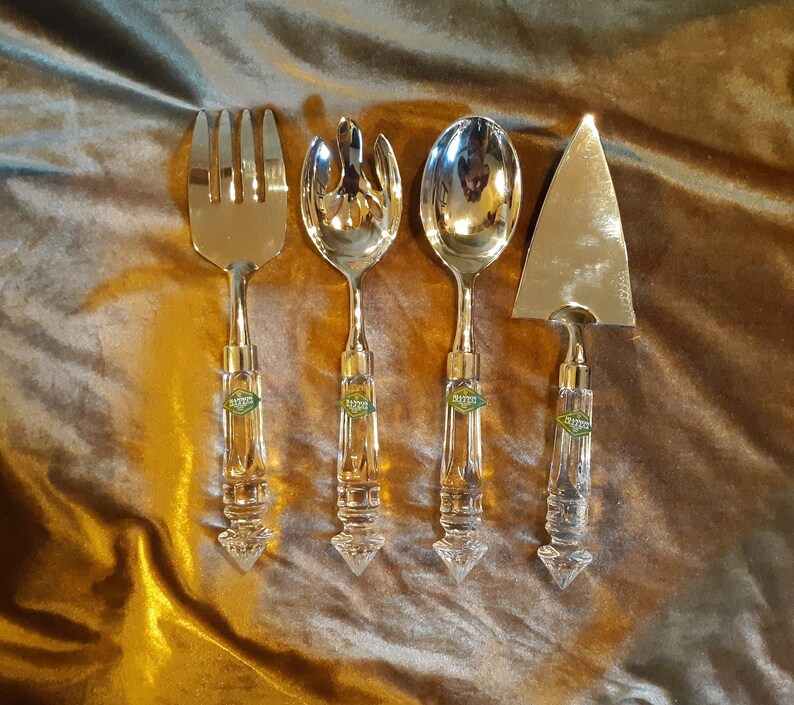 4 Piece Godinger Silver Art Shannon Crystal Serving Set Etsy