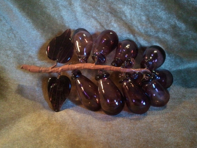Vintage Purple Handblown Glass Grape Cluster
