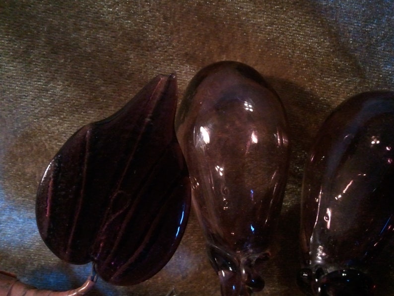 Vintage Purple Handblown Glass Grape Cluster