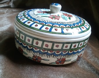 Vintage Ceramic Islamic Turkish Ottoman Kutahya Persian Covered Dish