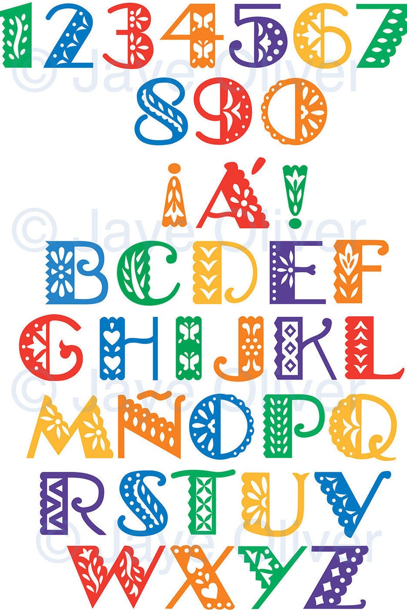 Download Printable papel picado alphabet letters & numbers can be ...