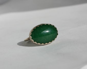 Jade Ring, Green Jade Ring, Sterling Silver Jade Ring