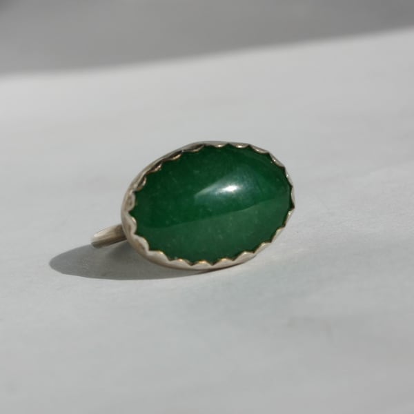 Jade Ring, Green Jade Ring, Sterling Silver Jade Ring