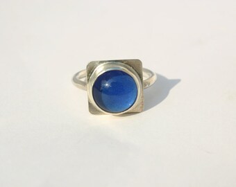Mood Ring, mood ring silver,  Sterling Silver Square Round Mood Stone Ring