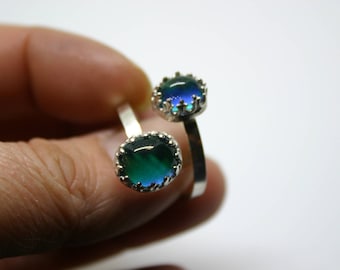 Sterling Silver Double Mood Ring, Double Mood Ring, Mood Rings, Silver Mood Rings