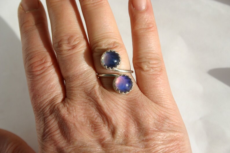Mood Ring Handmade Double Mood Stone Ring Glass Mood Ring