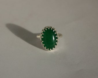 Jade ring, groene Jade ring, Handgemaakte Sterling Zilveren Ring met Jade Steen