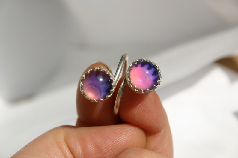 Mood Ring Handmade Double Mood Stone Ring Glass Mood Ring
