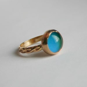 Mood Ring, 14/20 Kt Gold filled Smooth Bezel Glass Mood Ring, Gold Mood Ring, Gold Round Mood Ring image 3