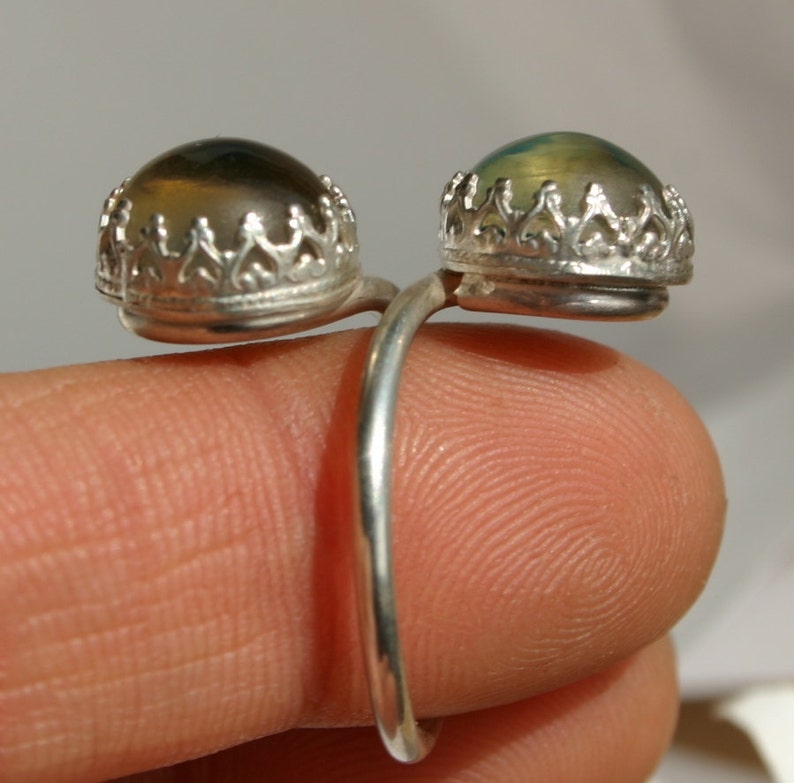 Mood Ring Handmade Double Mood Stone Ring Glass Mood Ring