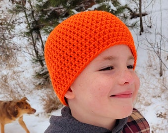 Gone Huntin'! Warm, Handmade Hunter Blaze Orange, Neon Handmade Winter Fall Toques Beanie, Fitted Beanies for All Sizes