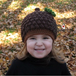 Crochet Acorn Hat: Baby, Toddler, Child Halloween Costume - Autumn Winter