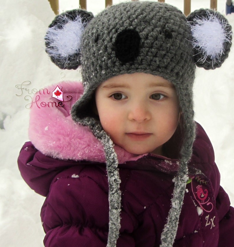 Koala Bear Earflap Hat made to Order in Sizes Newborn to Etsy Canada