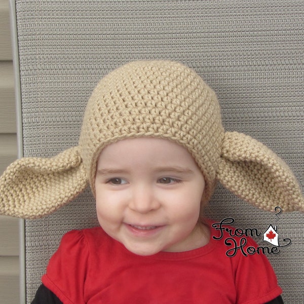 House Elf Hat - Baby-Child-Adult Halloween Costume, Cosplay Hat Wig, Fantasy, Character Beanie, Elf Ears