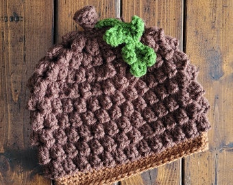 Ready to Ship Acorn Hat - Toddler/Child Size, Autumn Hat, Photo Prop, Crochet Fall Hat