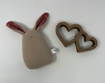 Hand Stitched Fleece Bunny Plushie: 8x4" Cotton Ears