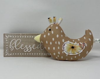 Hand Stitched Chicken Plushie, Fleece Fabric