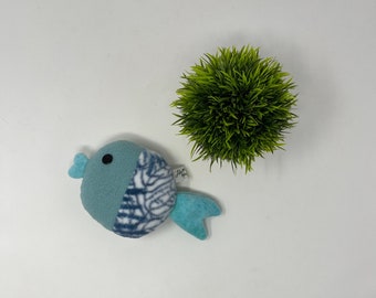 Fleece Fish Plushie with Button Eyes - Hand Stitched Toy