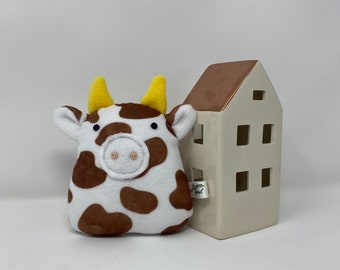 Fleece Cow Plushie, Hand-Stitched Details