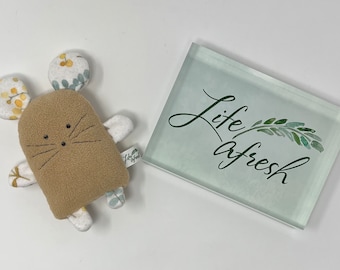 Fleece Mouse Plushie, Hand Stitched Details