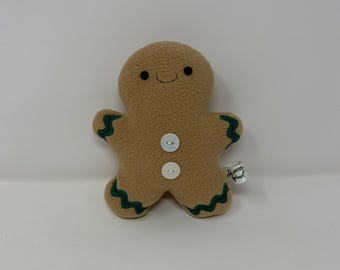 Handgenähtes Lebkuchen-Plüschtier: Fleece- und Baumwollstoff (15 x 10 cm)