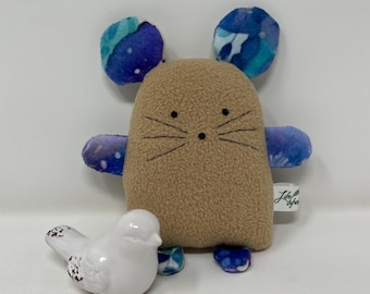 Fleece Mouse Plushie, Hand-Stitched Details