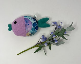 Fleece Fish Plushie, Hand-Stitched Button Eyes