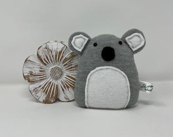 Koala Plushie, Fleece & Cotton Fabric, Hand Stitched Details