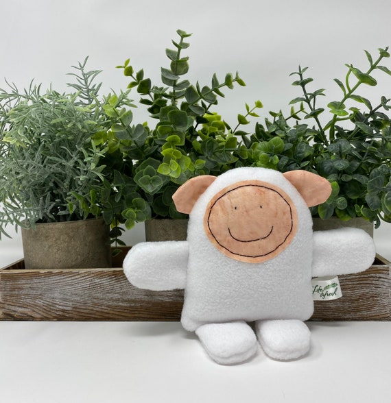 Fleece Lamb Plushie, Hand-Stitched Details