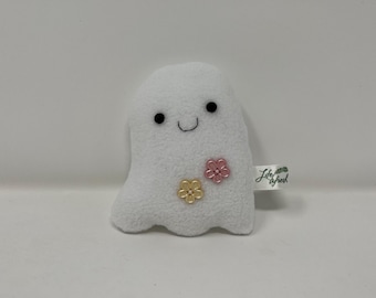 Fleece Ghost Plushie with Hand-Stitched Flowers
